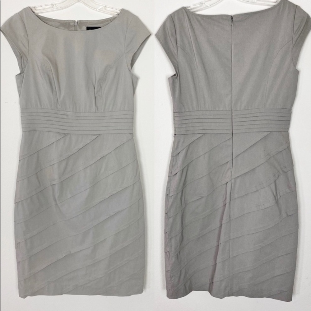 Adrianna Papell Sheath Dress Gray/ Beige Size 10 - Picture 2 of 8
